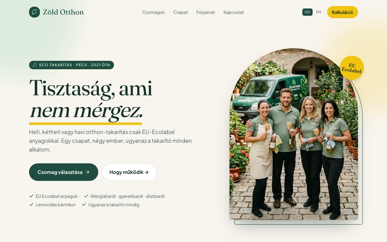 Zöld Otthon home page