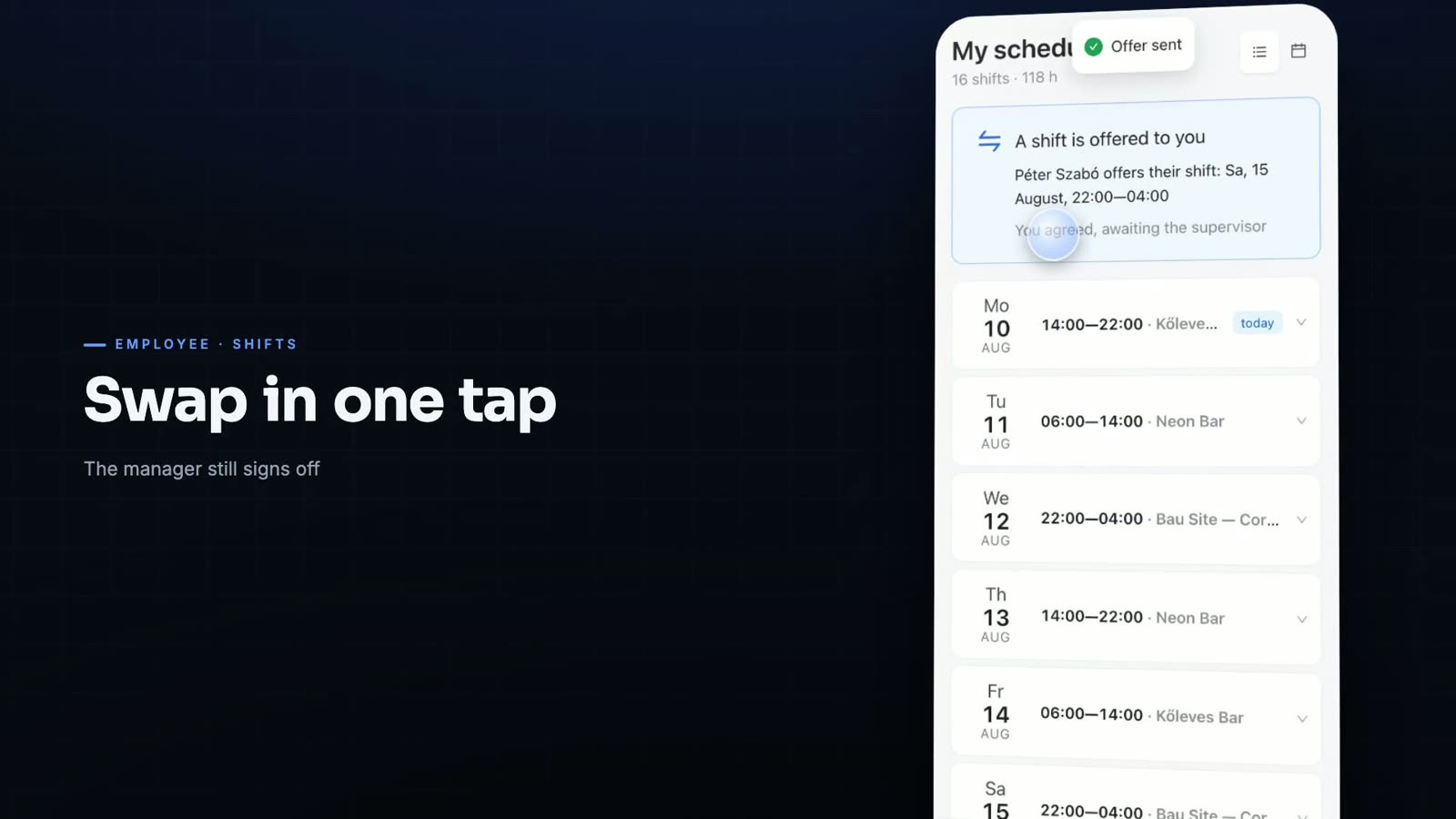 Shiftly — screen 2